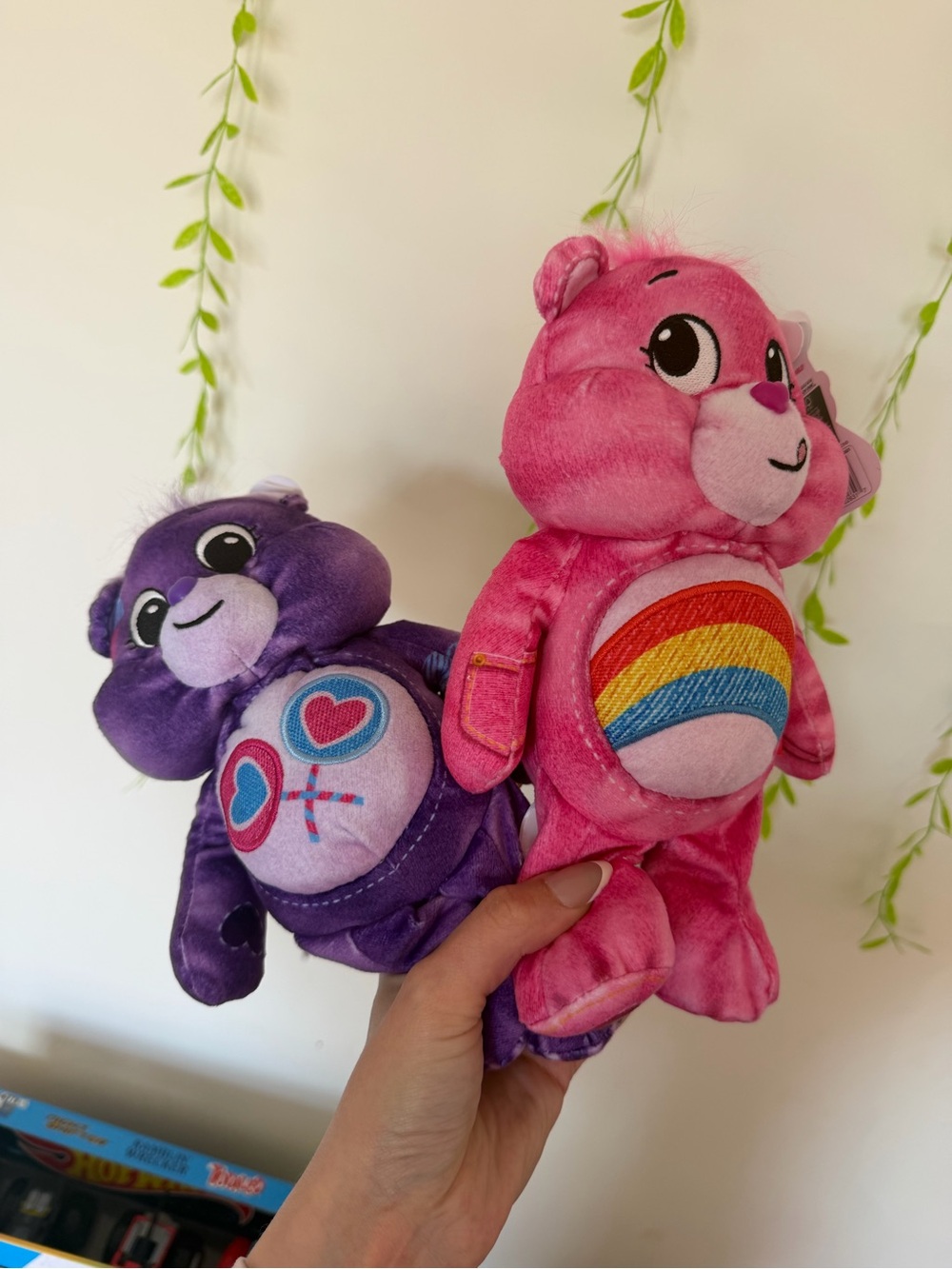 2 brand new care Bears Plush Toy - Pink Rainbow & Purple Hearts Duo